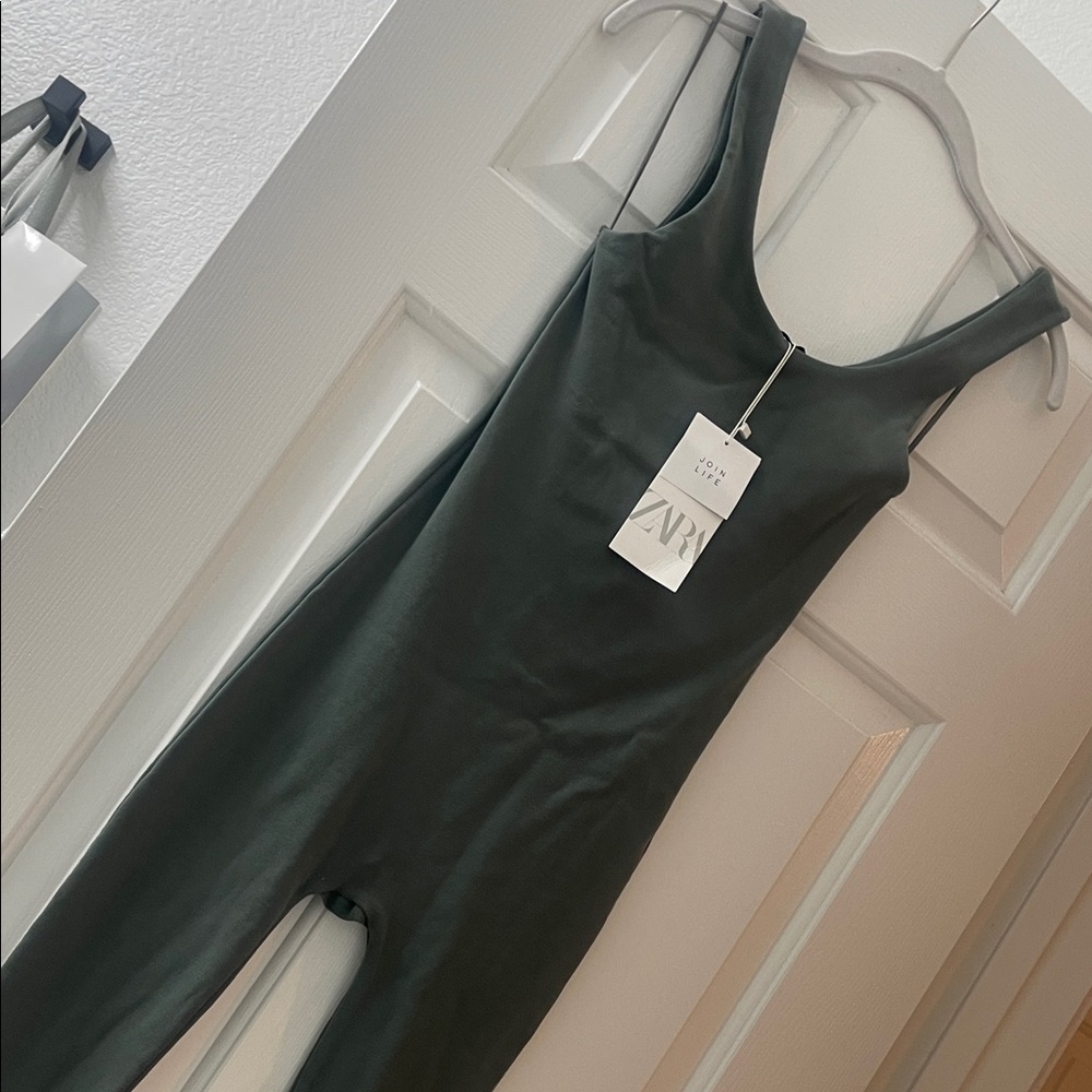 Zara Charcoal Green Sleeveless Jumpsuit